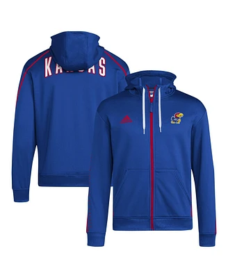 Adidas Men's Royal Kansas Jayhawks 2024 Sideline Travel Hoodie Full-Zip Sweatshirt