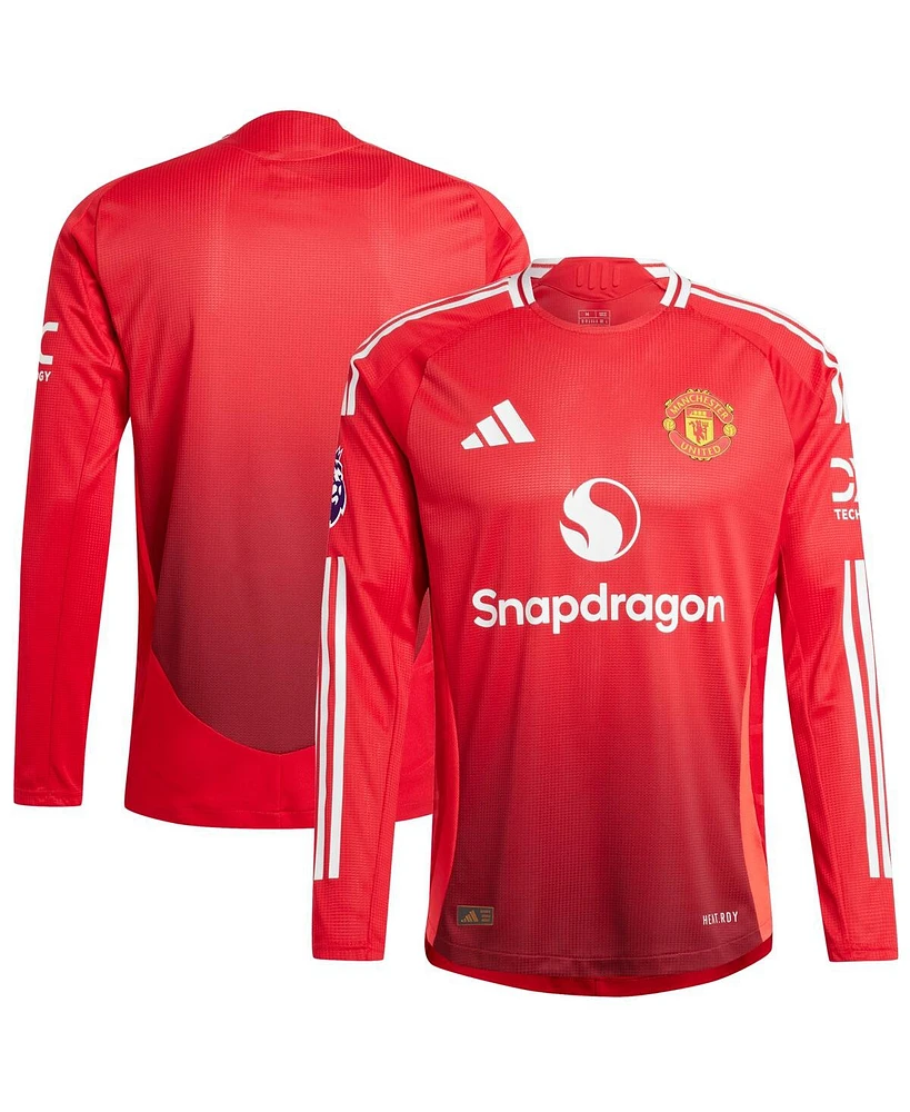 Adidas Men's Red Manchester United 2024/25 Home Long Sleeve Authentic Patch Jersey