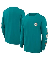 Nike Men's Aqua Miami Dolphins Rewind Heavy Max 90 Pocket Long Sleeve T-Shirt