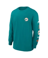 Nike Men's Aqua Miami Dolphins Rewind Heavy Max 90 Pocket Long Sleeve T-Shirt