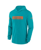 Nike Men's Aqua Miami Dolphins Sideline Hoodie Performance Long Sleeve T-Shirt