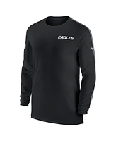 Nike Men's Black Philadelphia Eagles Sideline Coach Uv Performance Long Sleeve T-Shirt