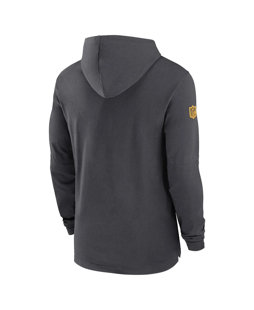 Nike Men's Anthracite Green Bay Packers Sideline Hoodie Performance Long Sleeve T-Shirt
