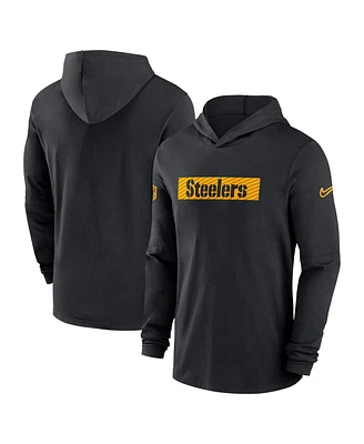 Nike Men's Black Pittsburgh Steelers Sideline Hoodie Performance Long Sleeve T-Shirt