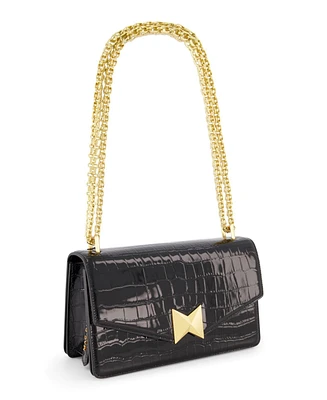 Gold Plated Hardware Crocodile Leather Shoulder Bag