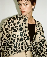 Mango Women's Animal Print Shirt