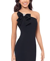 Blondie Nites Juniors' Bow-Trim One-Shoulder Dress