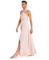 Guess Women's Angel Plisse Halter-Neck Evening Gown