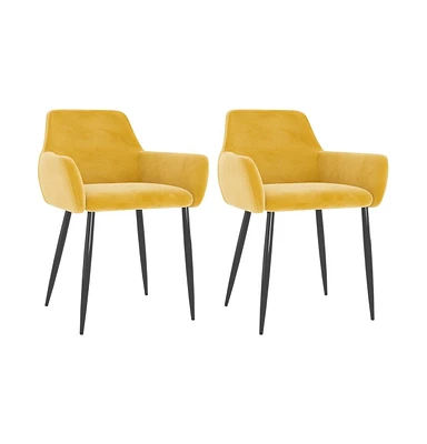 vidaXL Dining Chairs 2 pcs Mustard Yellow Velvet