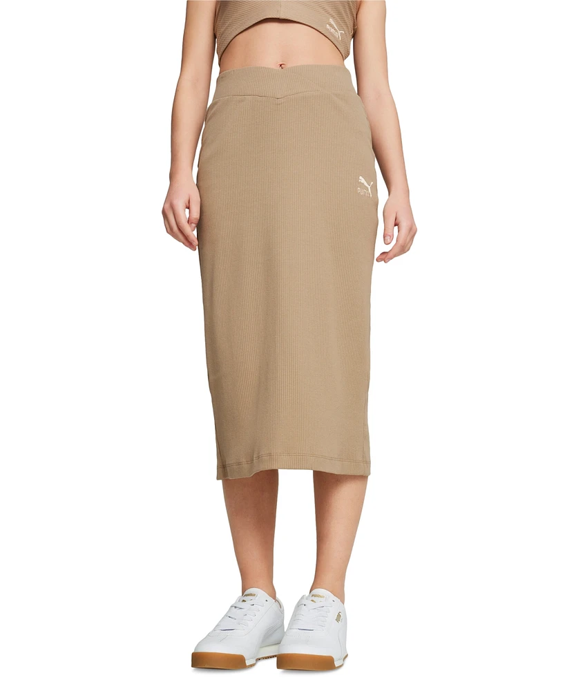 Puma Women's Classics Ribbed Midi Skirt