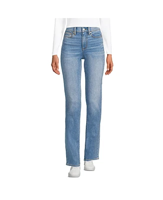 Lands' End Petite Recover High Rise Straight Leg Blue Jeans