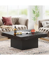 Tribesigns Coffee Table Square Led Engineered Wood Low for Living Room