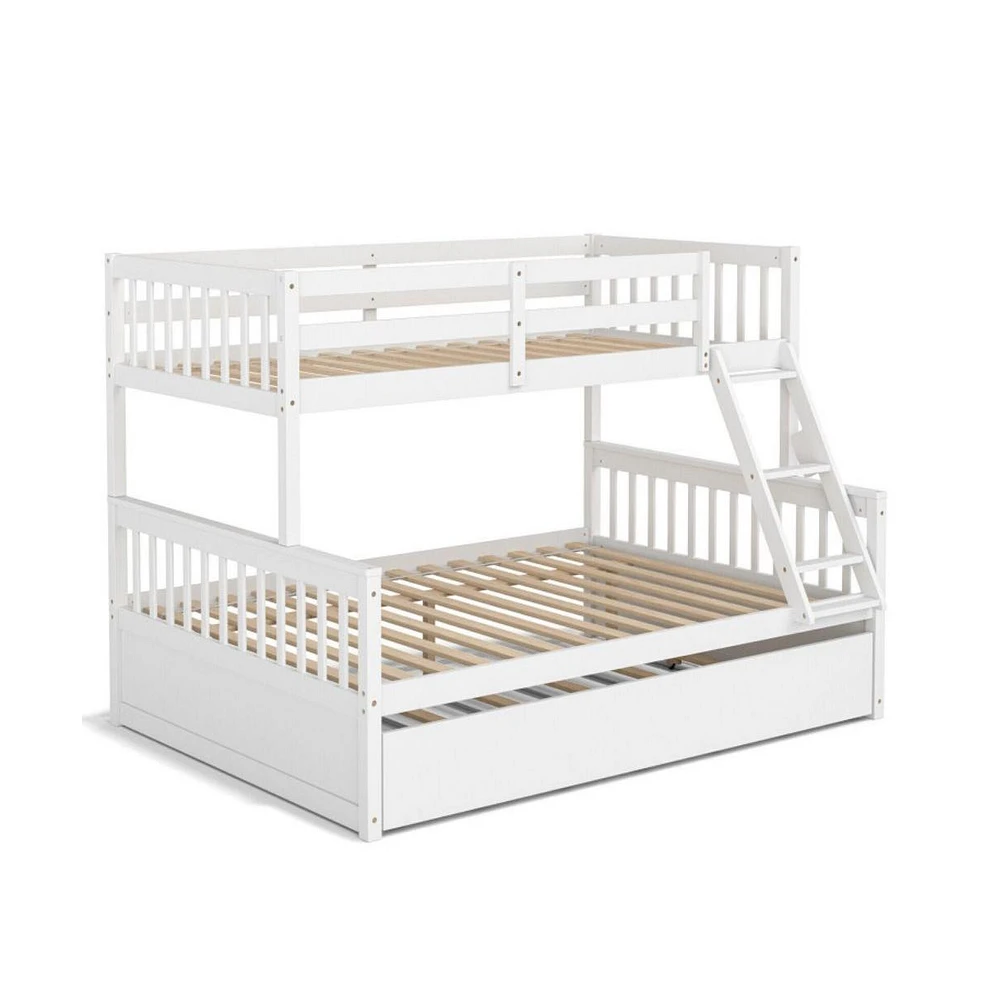 Sugift Twin Over Full Convertible Bunk Bed with Twin Trundle