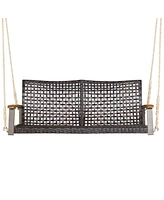 Sugift 2-Person Rattan Hanging Porch Swing Chair