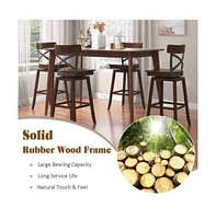 Sugift Set of 2 Wooden Swivel Bar Stools with Open X Back and Footrest
