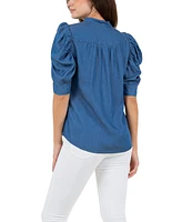 Fever Women's Ruched Sleeve Top