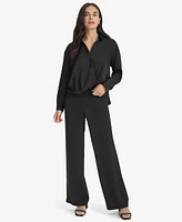 Calvin Klein Women's Faux-Wrap Collared Shirt