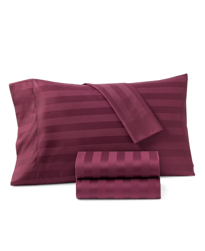 Lastact! Charter Club 1.5" Stripe 550 Thread Count 100% Cotton 4-Pc. Sheet Set, Full, Exclusively at Macy's