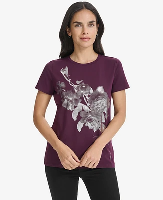 Calvin Klein Women's Foil-Graphic Crewneck T-Shirt