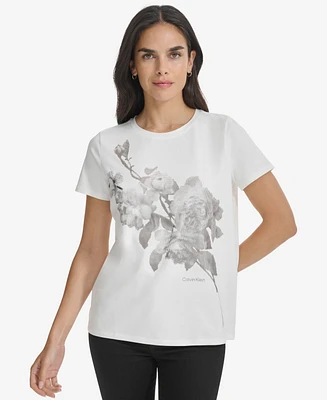 Calvin Klein Women's Foil-Graphic Crewneck T-Shirt