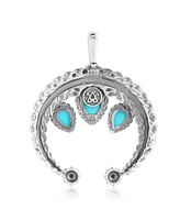 American West Jewelry Sterling Silver and Pear Cut Turquoise Gemstone Rope Naja Pendant Enhancer