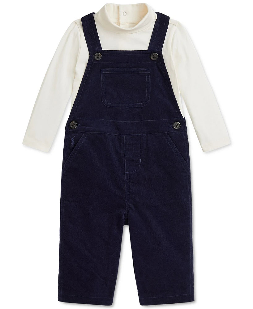 Polo Ralph Lauren Baby Turtleneck Bodysuit & Corduroy Overalls Set