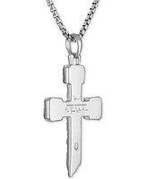 Bulova Marc Anthony Men's Black Diamond Cross Pendant Necklace (3/8 ct. t.w.) in Sterling Silver-Plate, 24" + 2" extender, BVP1070