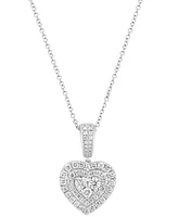 Effy Diamond Heart Cluster Double Halo 18" Pendant Necklace (5/8 ct. t.w.) in 14k White Gold