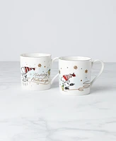 Lenox Peanuts Snoopy Skating Mugs, Set of 2, Created for Macy's