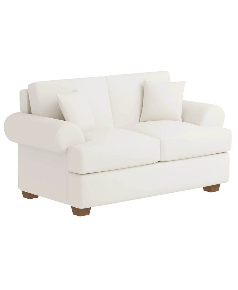 66" White Sofa Couch 2 Seater Fabric Loveseat for Living Room