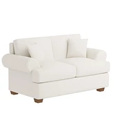 66" White Sofa Couch 2 Seater Fabric Loveseat for Living Room