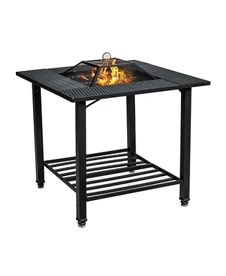 Vebreda 31 Inch Outdoor Fire Pit Dining Table with Cooking Bbq Grate