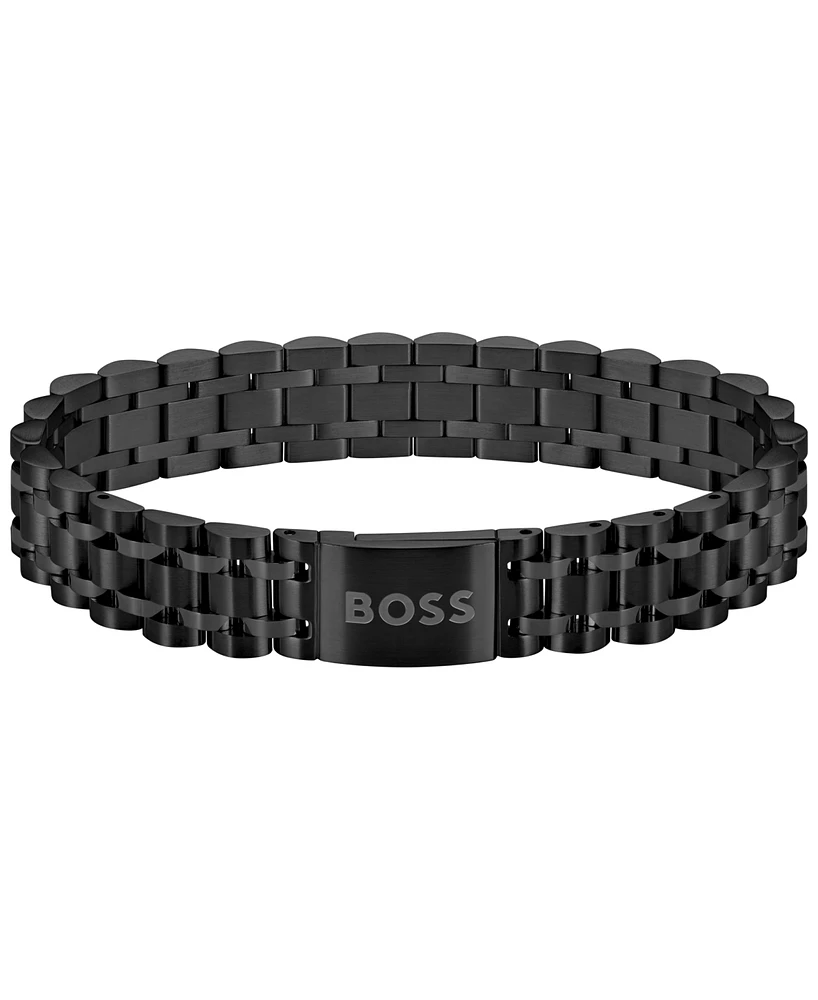 Hugo Boss Men's Owan Ionic Plated Black Steel Bracelet