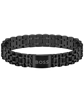 Hugo Boss Men's Owan Ionic Plated Black Steel Bracelet