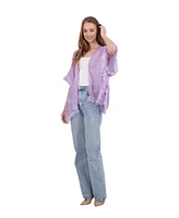 Tahari New York Tahari Women's Lightweight Kimono with Crochet Fringe Trim