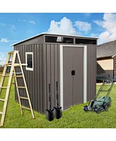 Mondawe 6ft x 5ft Outdoor Metal Storage Shed With window Transparent plate