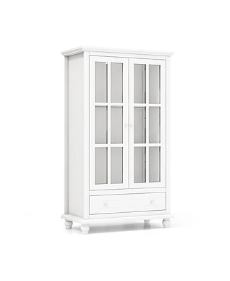 Sugift 55 Inch Bookcase Cabinet with Tempered Glass Doors