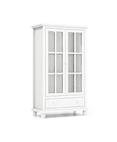 Sugift 55 Inch Bookcase Cabinet with Tempered Glass Doors