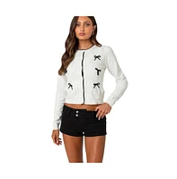 Edikted Women's Contrast Bow Knit Cardigan