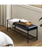 Hulala Home Contemporary Horst Upholstered Bench with Storage Shelf