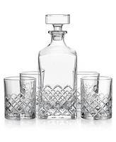 Godinger 5 Piece Whiskey Set with Decanter and 4 Double Old Fashioned Glasses