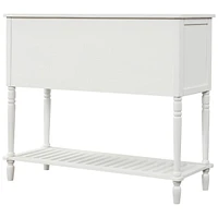 Sideboard Console Table With Bottom Shelf, Farmhouse Wood/Glass Buffet Storage Cabinet Living