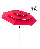 Streamdale Furniture 9FT 3-Tiers Outdoor Patio Umbrella With Crank And Tilt And Wind Vents For Garden Backyard