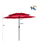 Streamdale Furniture 9FT 3-Tiers Outdoor Patio Umbrella With Crank And Tilt And Wind Vents For Garden Backyard