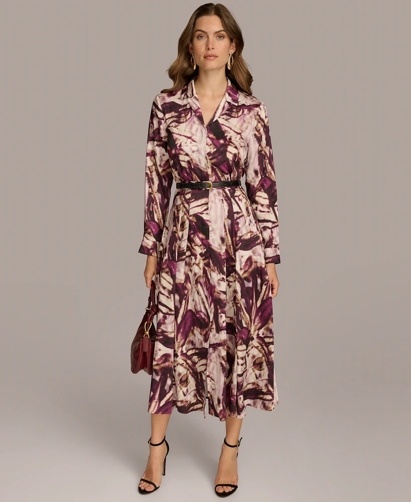 Donna Karan New York Women's Printed Belted Shirtdress