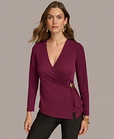 Donna Karan New York Women's Long-Sleeve Faux-Wrap Top