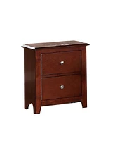 Simplie Fun Selma Nightstand With 2 Drawers Storage In Brown Finish