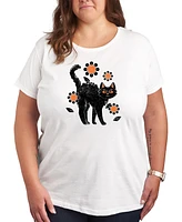 Hybrid Apparel Black Cat Halloween Plus Graphic Tee