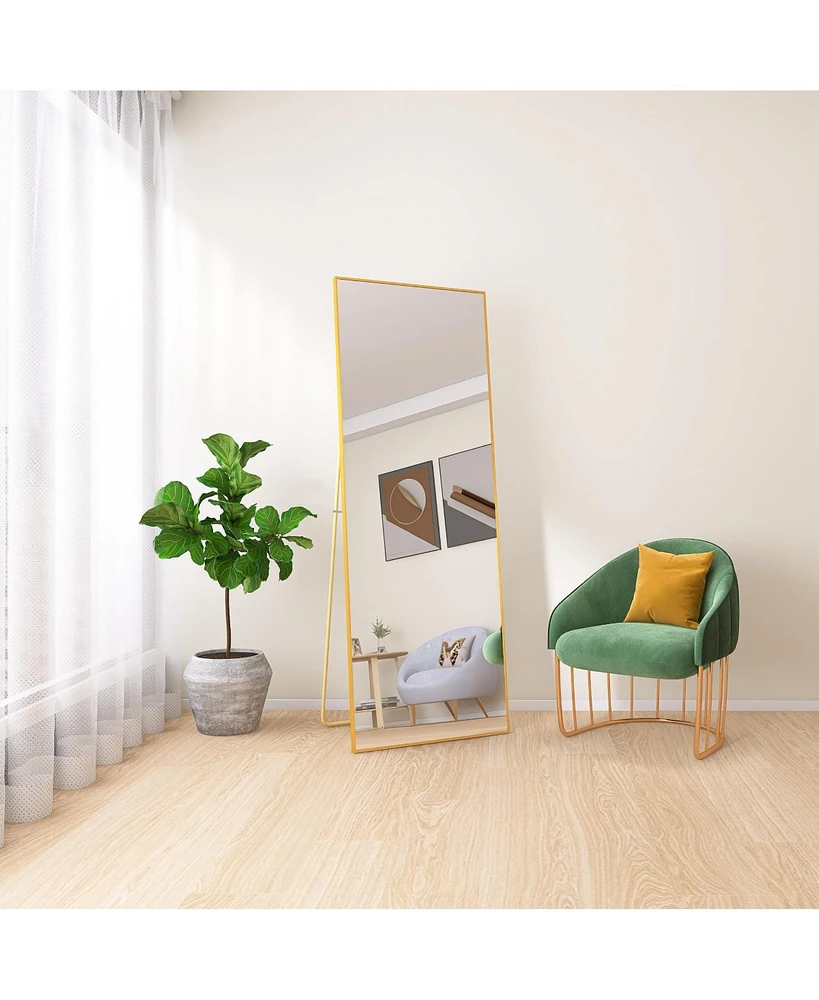 Simplie Fun Gold Full Body Mirror, 64" x 24" Tall, Wall Mountable