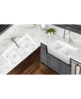 Streamdale Furniture Ceramic 33 18 X10 Kitchen Double Basin Farmhouse Sink Rectangular Vessel Sink